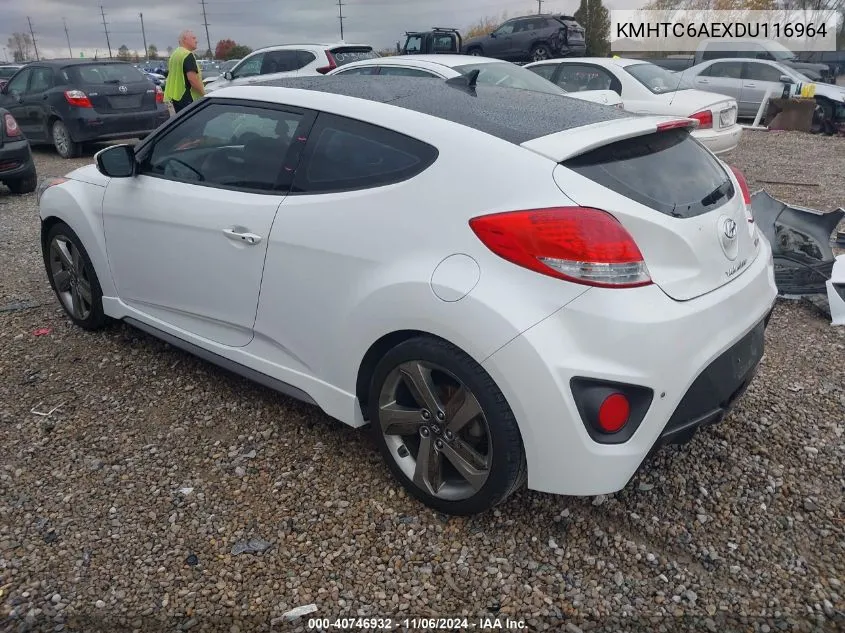 2013 Hyundai Veloster Turbo W/Black VIN: KMHTC6AEXDU116964 Lot: 40746932