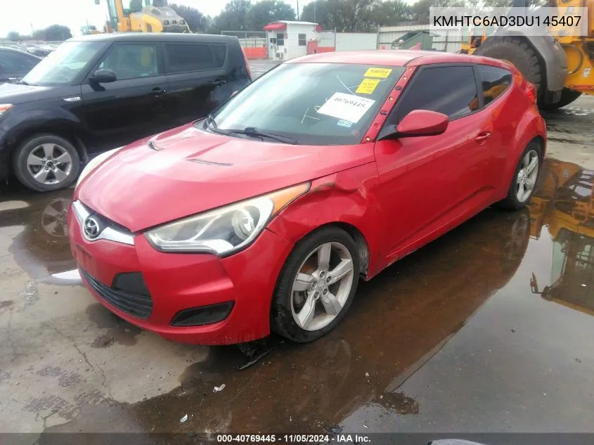 2013 Hyundai Veloster Base W/Black VIN: KMHTC6AD3DU145407 Lot: 40769445