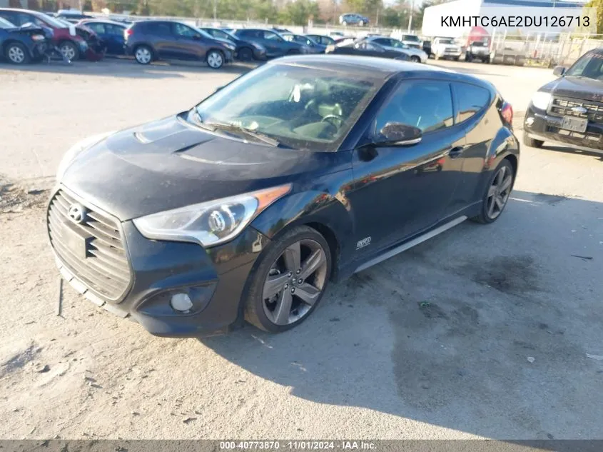 2013 Hyundai Veloster Turbo W/Blue VIN: KMHTC6AE2DU126713 Lot: 40773870