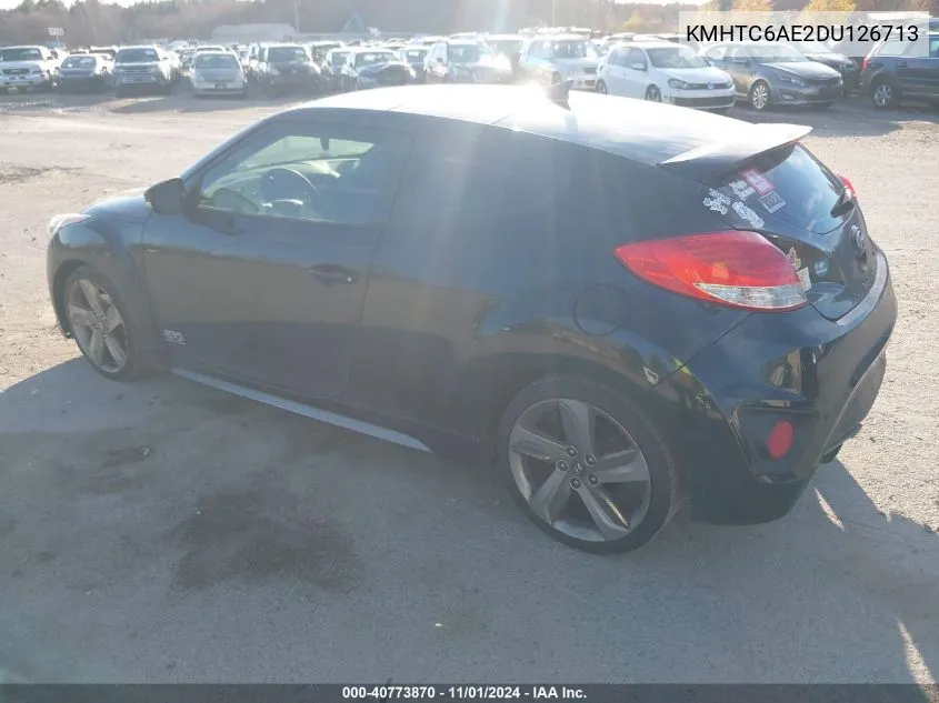 2013 Hyundai Veloster Turbo W/Blue VIN: KMHTC6AE2DU126713 Lot: 40773870