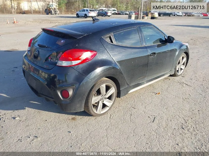 2013 Hyundai Veloster Turbo W/Blue VIN: KMHTC6AE2DU126713 Lot: 40773870