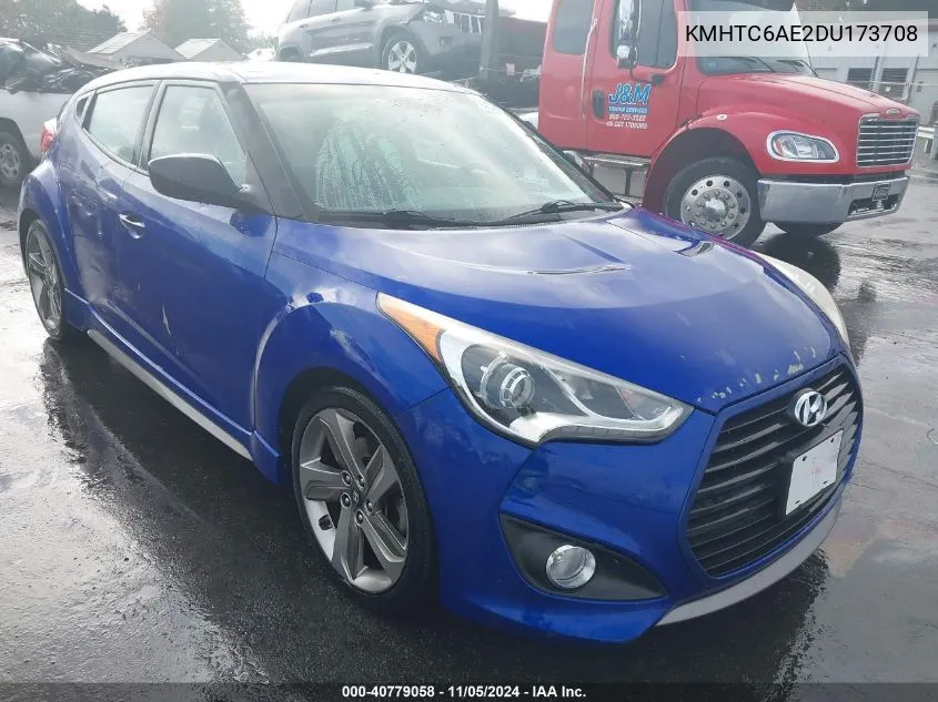 2013 Hyundai Veloster Turbo W/Black VIN: KMHTC6AE2DU173708 Lot: 40779058