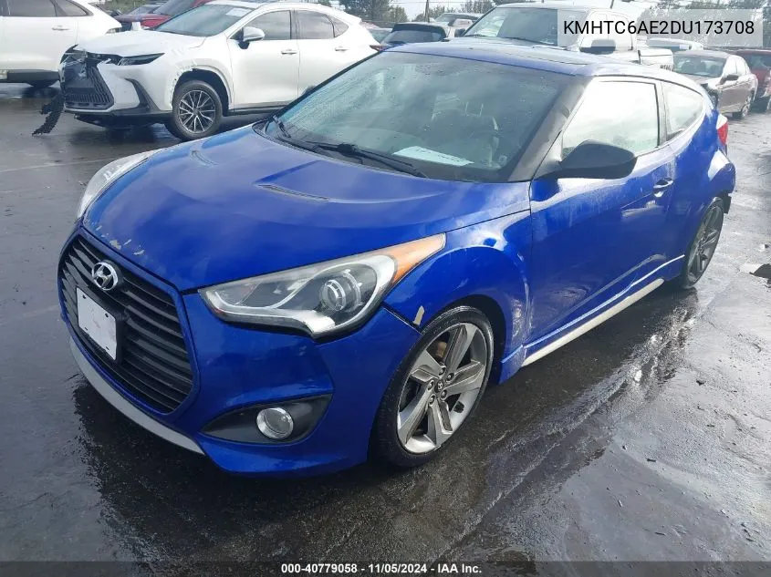 2013 Hyundai Veloster Turbo W/Black VIN: KMHTC6AE2DU173708 Lot: 40779058