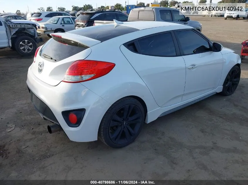 2013 Hyundai Veloster Turbo W/Black VIN: KMHTC6AEXDU140942 Lot: 40798686