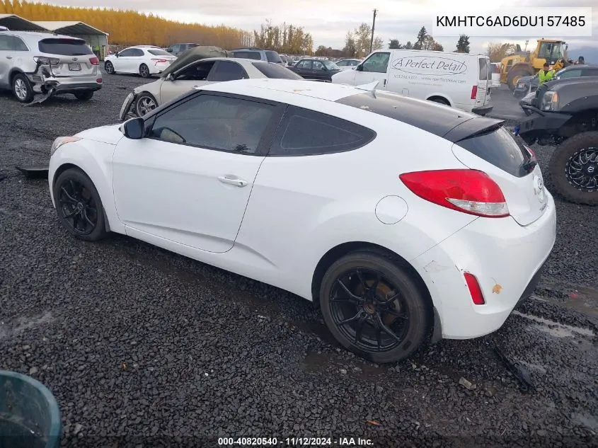 2013 Hyundai Veloster Base W/Black VIN: KMHTC6AD6DU157485 Lot: 40820540