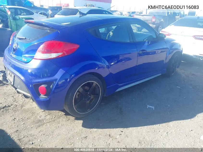 2013 Hyundai Veloster Turbo VIN: KMHTC6AEODU116083 Lot: 40828518