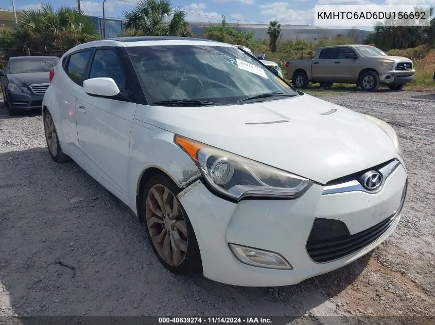 2013 Hyundai Veloster Base W/Gray VIN: KMHTC6AD6DU156692 Lot: 40839274