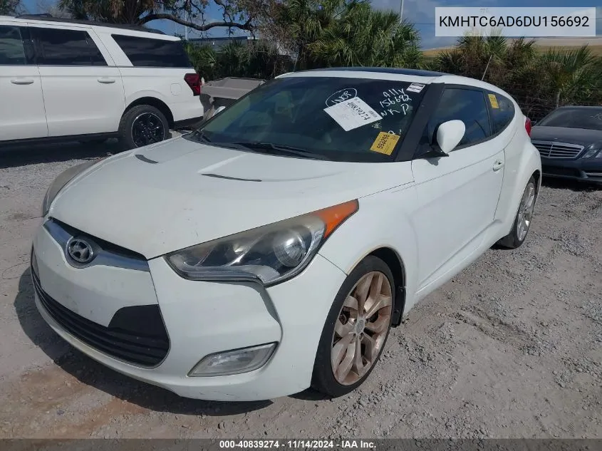 2013 Hyundai Veloster Base W/Gray VIN: KMHTC6AD6DU156692 Lot: 40839274