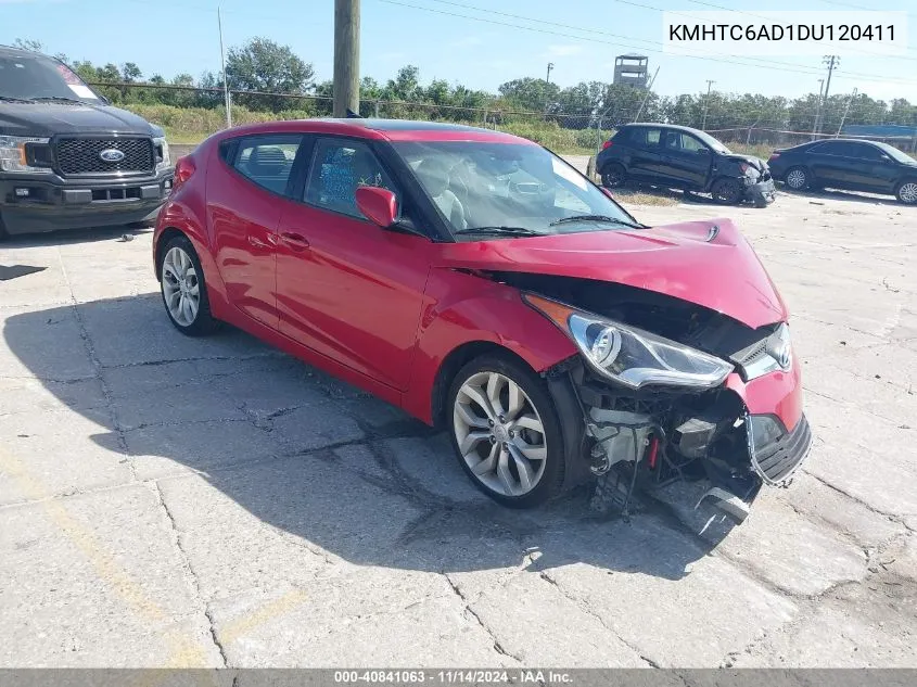 2013 Hyundai Veloster Base W/Gray VIN: KMHTC6AD1DU120411 Lot: 40841063