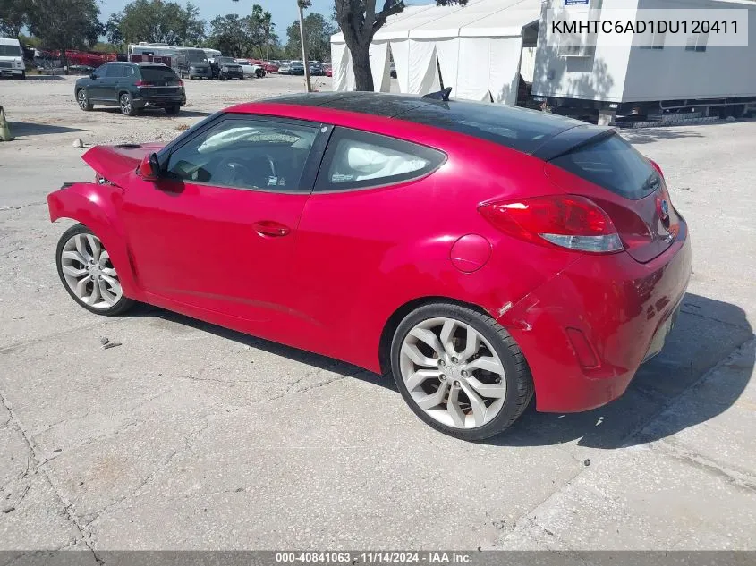 2013 Hyundai Veloster Base W/Gray VIN: KMHTC6AD1DU120411 Lot: 40841063