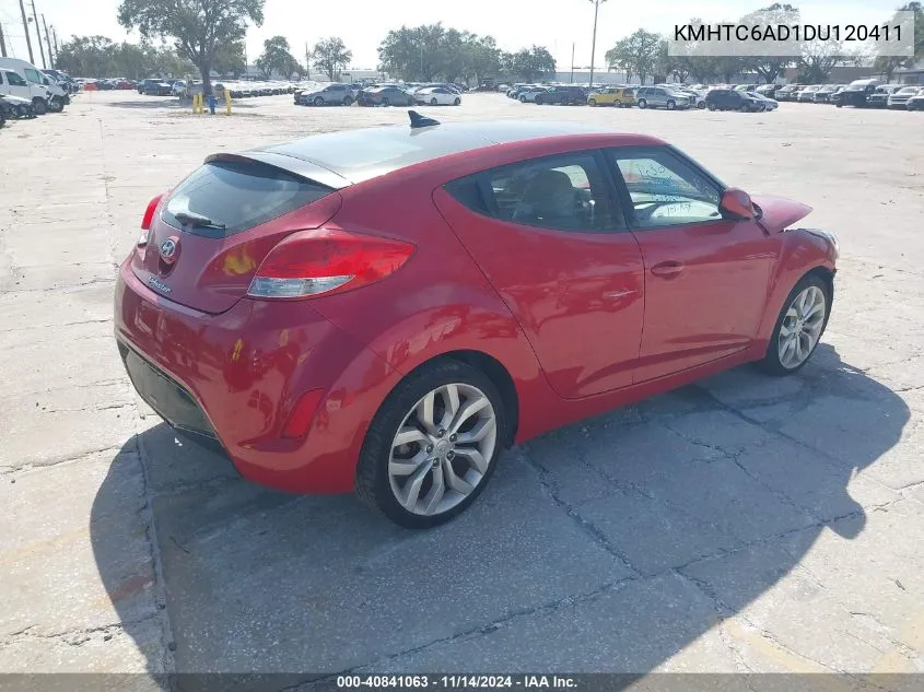 2013 Hyundai Veloster Base W/Gray VIN: KMHTC6AD1DU120411 Lot: 40841063