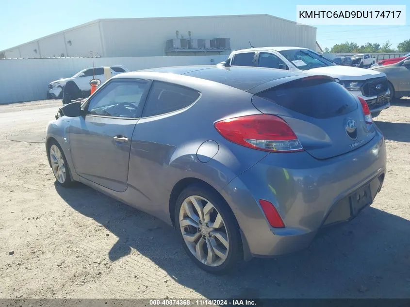 2013 Hyundai Veloster Base W/Black VIN: KMHTC6AD9DU174717 Lot: 40874368