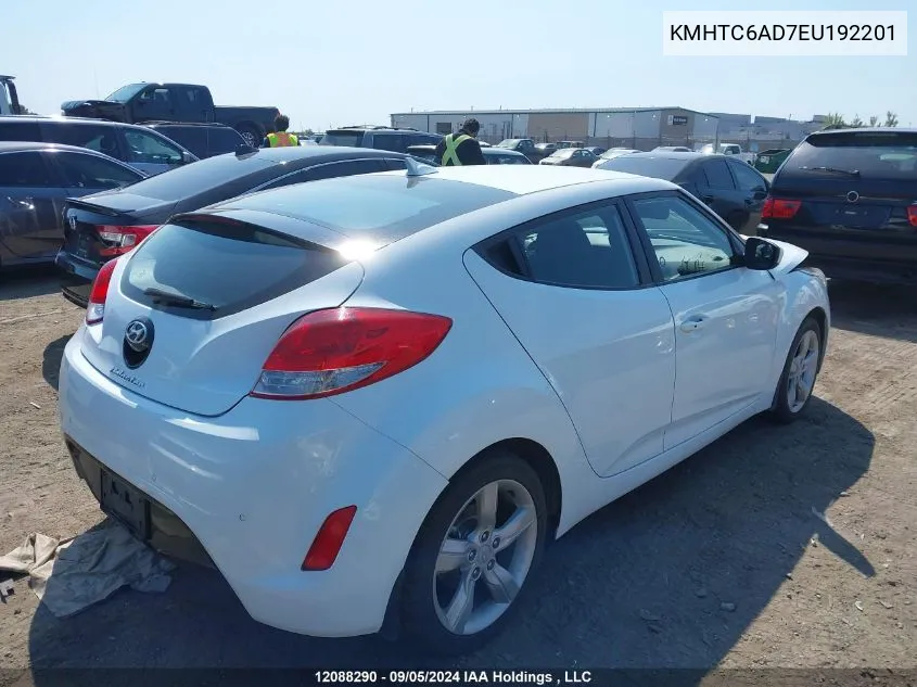 2014 Hyundai Veloster VIN: KMHTC6AD7EU192201 Lot: 12088290