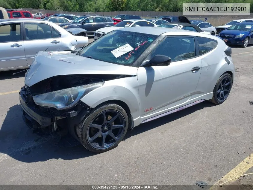 2014 Hyundai Veloster Turbo W/Black VIN: KMHTC6AE1EU192901 Lot: 39427125