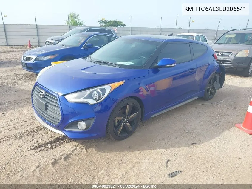 2014 Hyundai Veloster Turbo W/Black VIN: KMHTC6AE3EU206541 Lot: 40029621