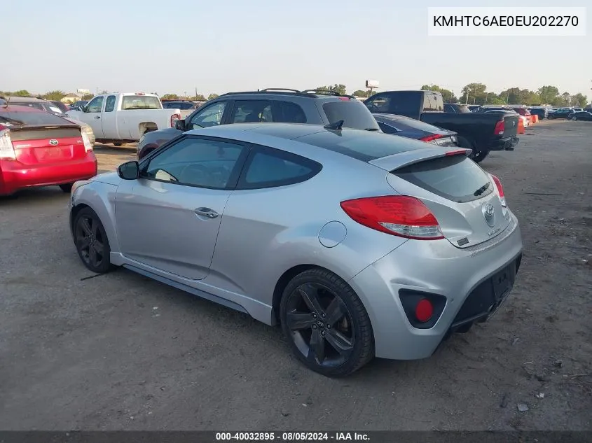 KMHTC6AE0EU202270 2014 Hyundai Veloster Turbo W/Blue