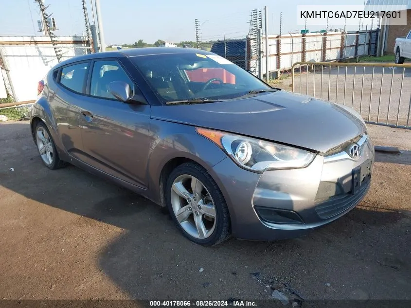 KMHTC6AD7EU217601 2014 Hyundai Veloster Base W/Black