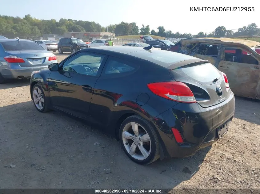 2014 Hyundai Veloster Base W/Gray VIN: KMHTC6AD6EU212955 Lot: 40282996