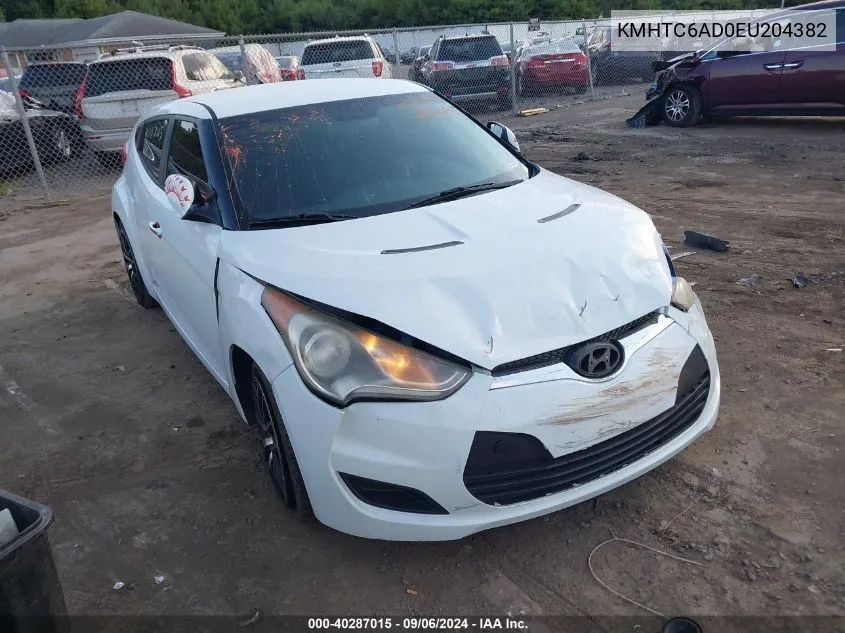 2014 Hyundai Veloster VIN: KMHTC6AD0EU204382 Lot: 40287015