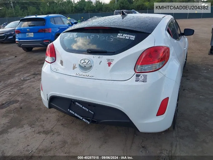 2014 Hyundai Veloster VIN: KMHTC6AD0EU204382 Lot: 40287015