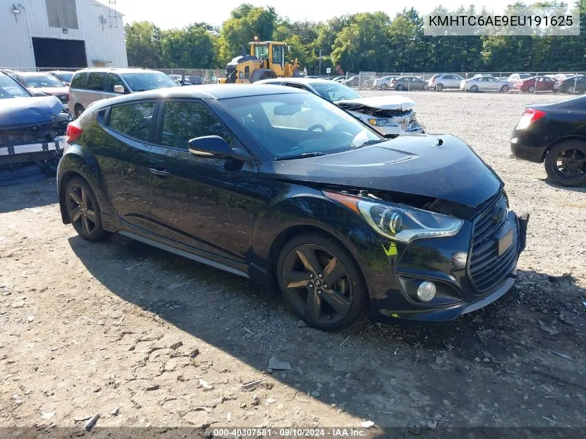 2014 Hyundai Veloster Turbo W/Black VIN: KMHTC6AE9EU191625 Lot: 40307581