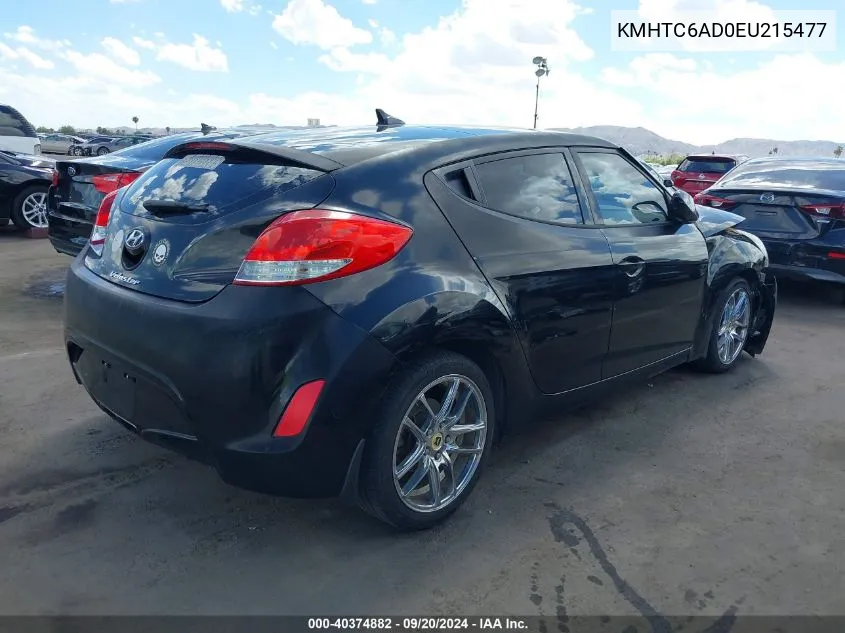 2014 Hyundai Veloster Base W/Gray VIN: KMHTC6AD0EU215477 Lot: 40374882