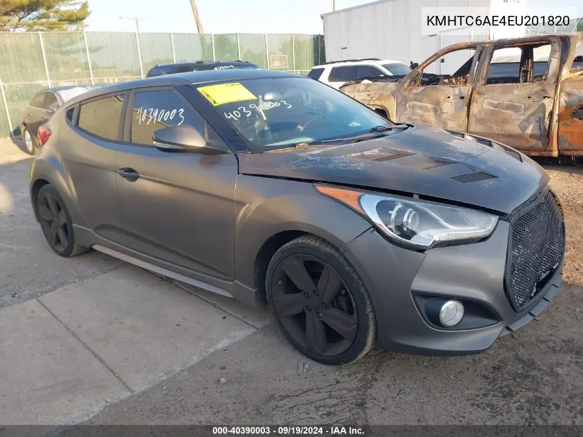 2014 Hyundai Veloster Turbo W/Black VIN: KMHTC6AE4EU201820 Lot: 40390003