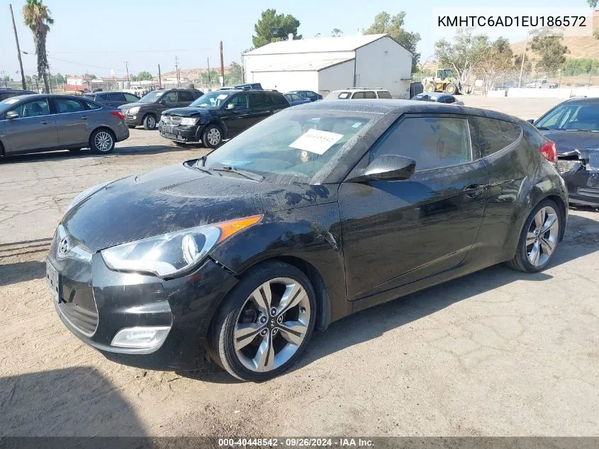 2014 Hyundai Veloster Base W/Red VIN: KMHTC6AD1EU186572 Lot: 40448542