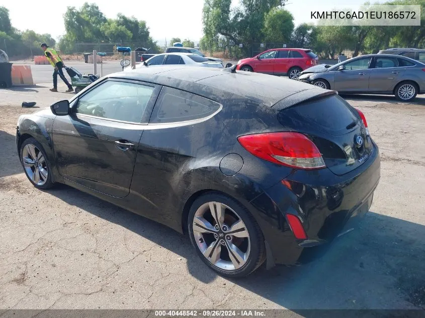 2014 Hyundai Veloster Base W/Red VIN: KMHTC6AD1EU186572 Lot: 40448542