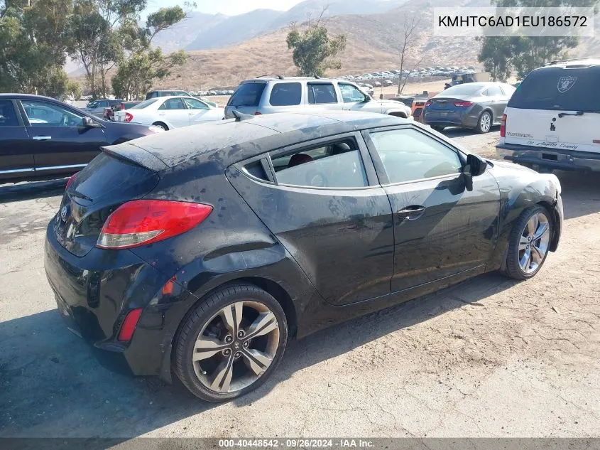 2014 Hyundai Veloster Base W/Red VIN: KMHTC6AD1EU186572 Lot: 40448542