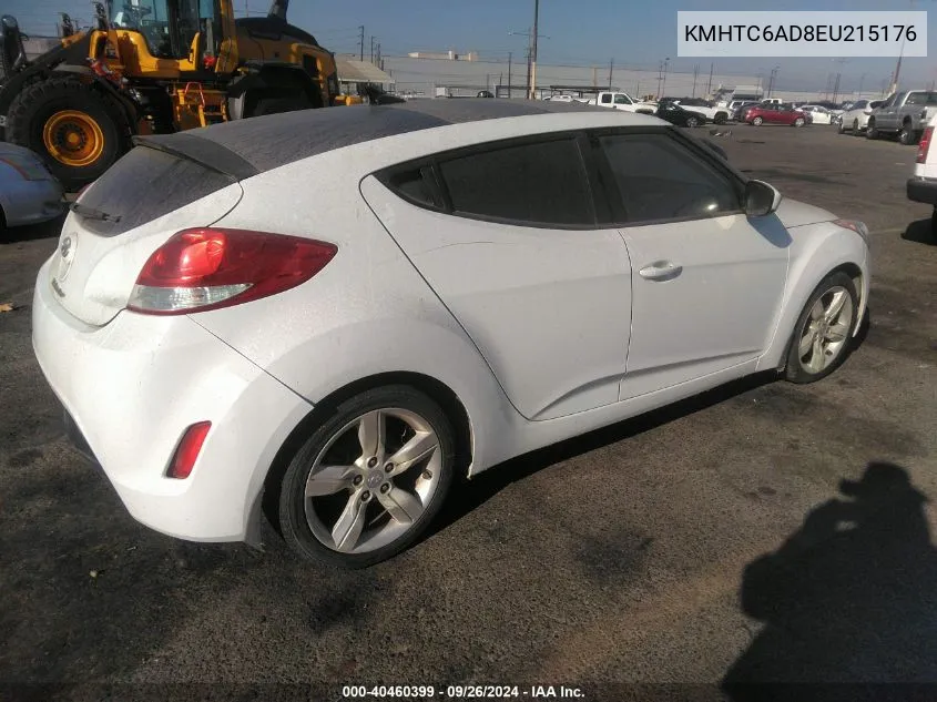 2014 Hyundai Veloster Base W/Red VIN: KMHTC6AD8EU215176 Lot: 40460399