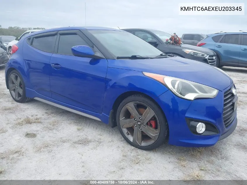 2014 Hyundai Veloster Turbo VIN: KMHTC6AEXEU203345 Lot: 40489758