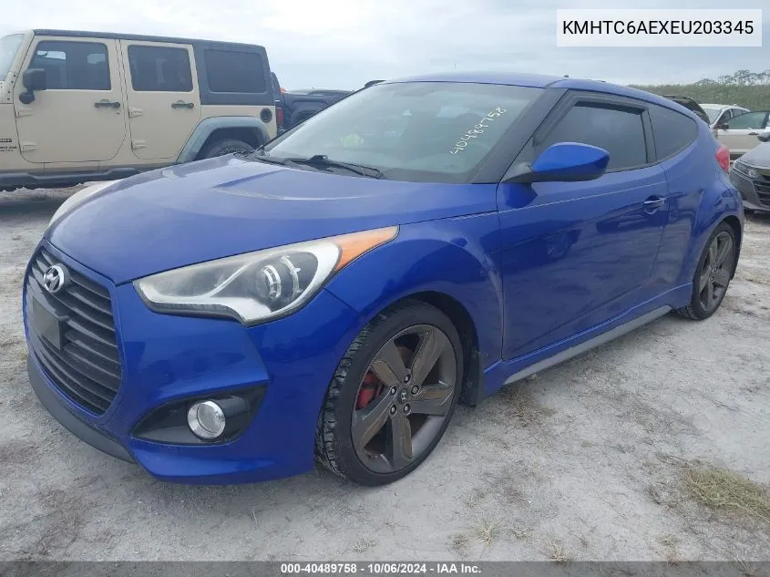 2014 Hyundai Veloster Turbo VIN: KMHTC6AEXEU203345 Lot: 40489758