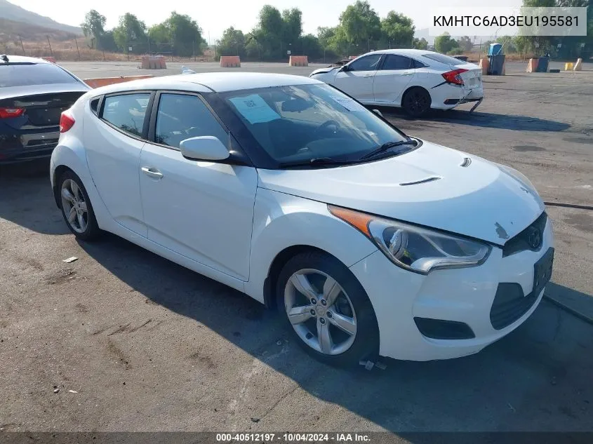 2014 Hyundai Veloster Base W/Gray VIN: KMHTC6AD3EU195581 Lot: 40512197