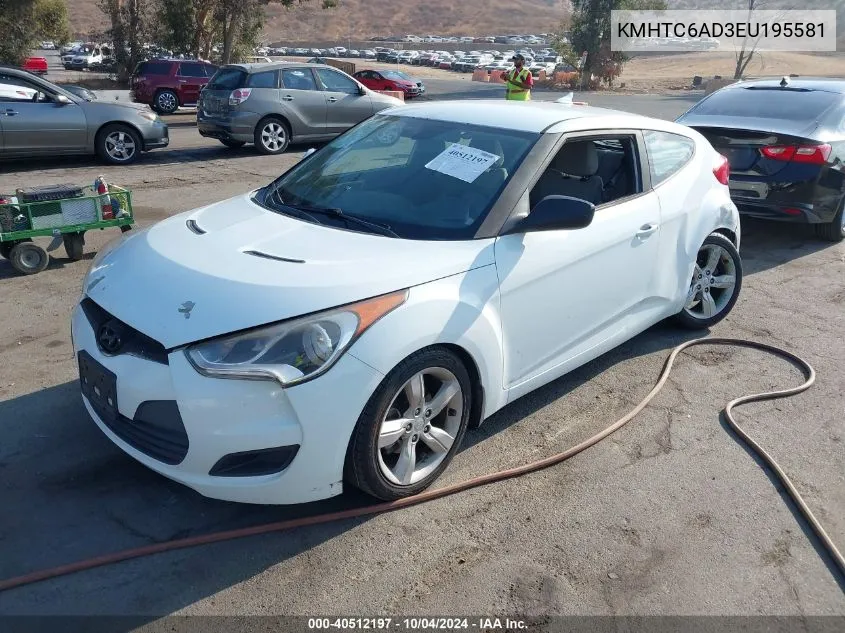 2014 Hyundai Veloster Base W/Gray VIN: KMHTC6AD3EU195581 Lot: 40512197