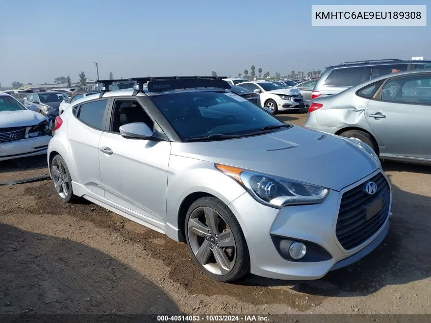 2014 Hyundai Veloster Turbo W/Blue VIN: KMHTC6AE9EU189308 Lot: 40514053