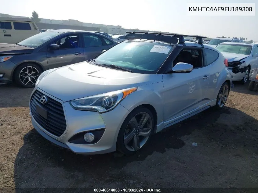 2014 Hyundai Veloster Turbo W/Blue VIN: KMHTC6AE9EU189308 Lot: 40514053