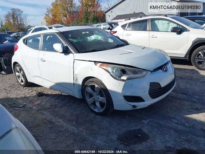 2014 Hyundai Veloster Base W/Black VIN: KMHTC6AD3EU189280 Lot: 40642189