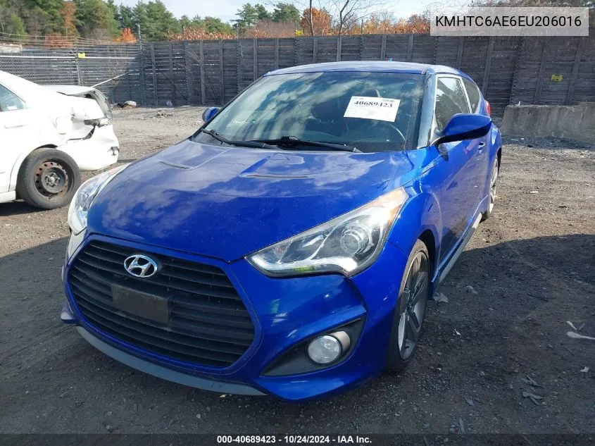 2014 Hyundai Veloster Turbo R-Spec VIN: KMHTC6AE6EU206016 Lot: 40689423