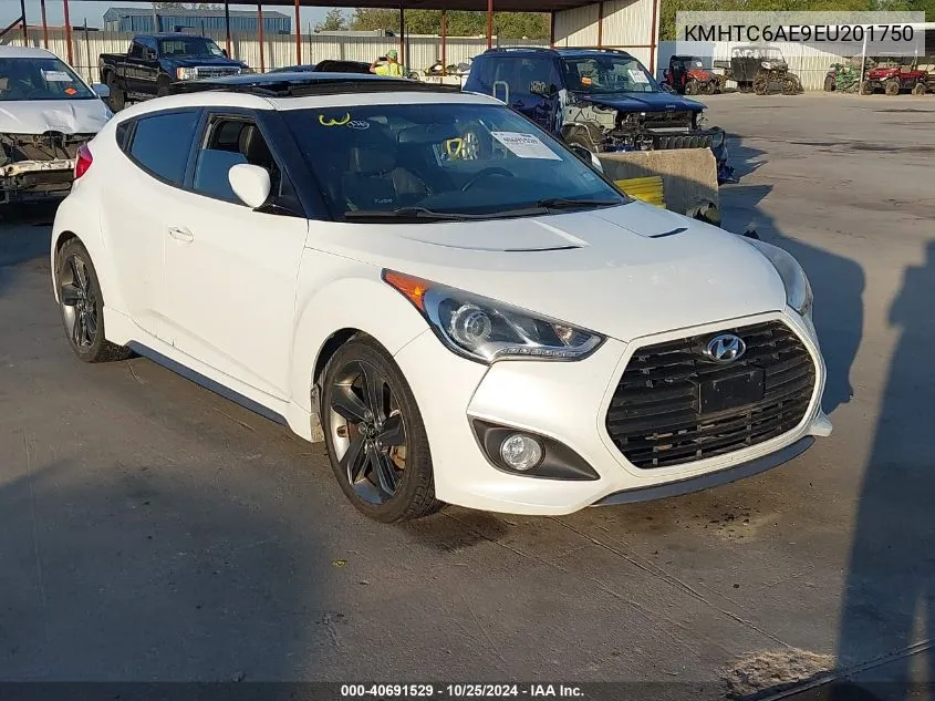 2014 Hyundai Veloster Turbo W/Black VIN: KMHTC6AE9EU201750 Lot: 40691529