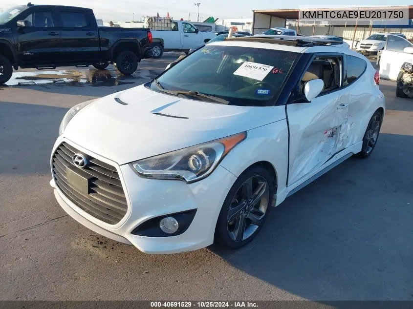 2014 Hyundai Veloster Turbo W/Black VIN: KMHTC6AE9EU201750 Lot: 40691529