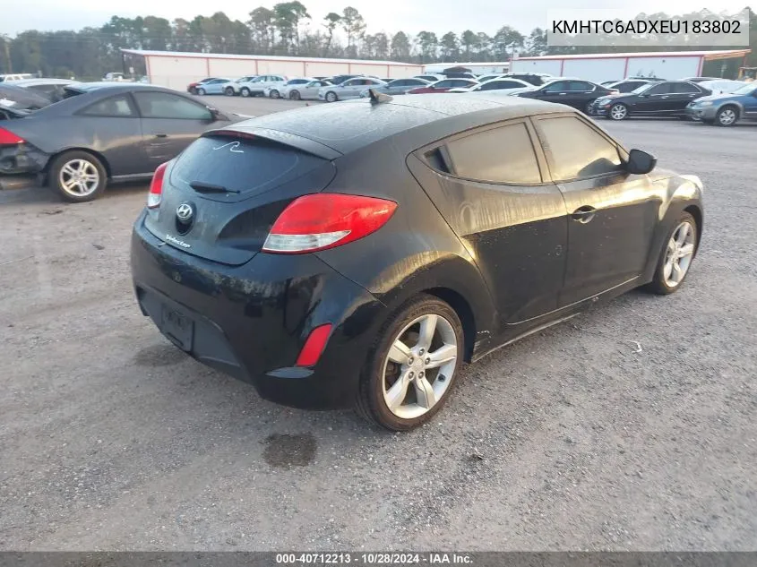 2014 Hyundai Veloster Base W/Gray VIN: KMHTC6ADXEU183802 Lot: 40712213