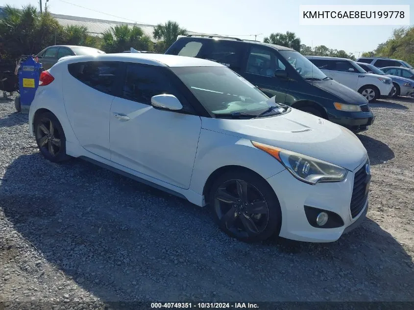 2014 Hyundai Veloster Turbo W/Black VIN: KMHTC6AE8EU199778 Lot: 40749351