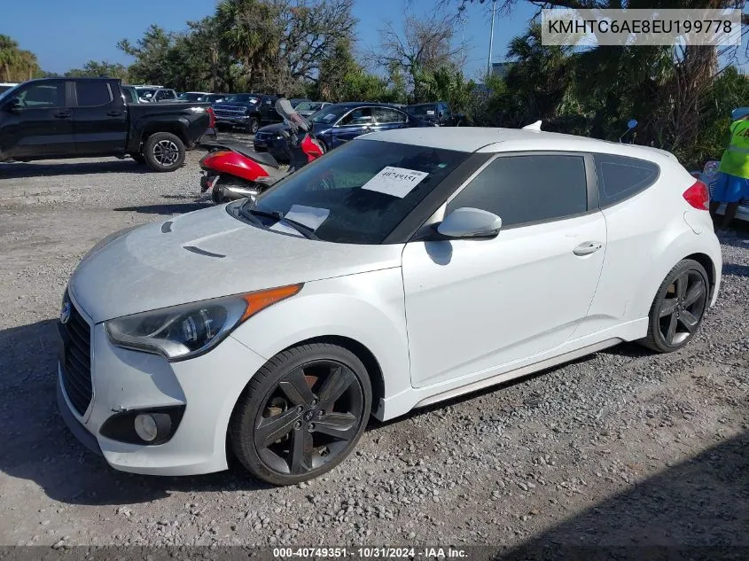 2014 Hyundai Veloster Turbo W/Black VIN: KMHTC6AE8EU199778 Lot: 40749351