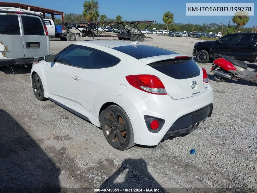 2014 Hyundai Veloster Turbo W/Black VIN: KMHTC6AE8EU199778 Lot: 40749351