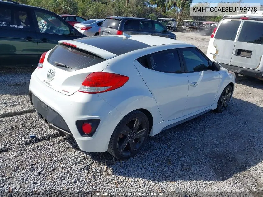 2014 Hyundai Veloster Turbo W/Black VIN: KMHTC6AE8EU199778 Lot: 40749351