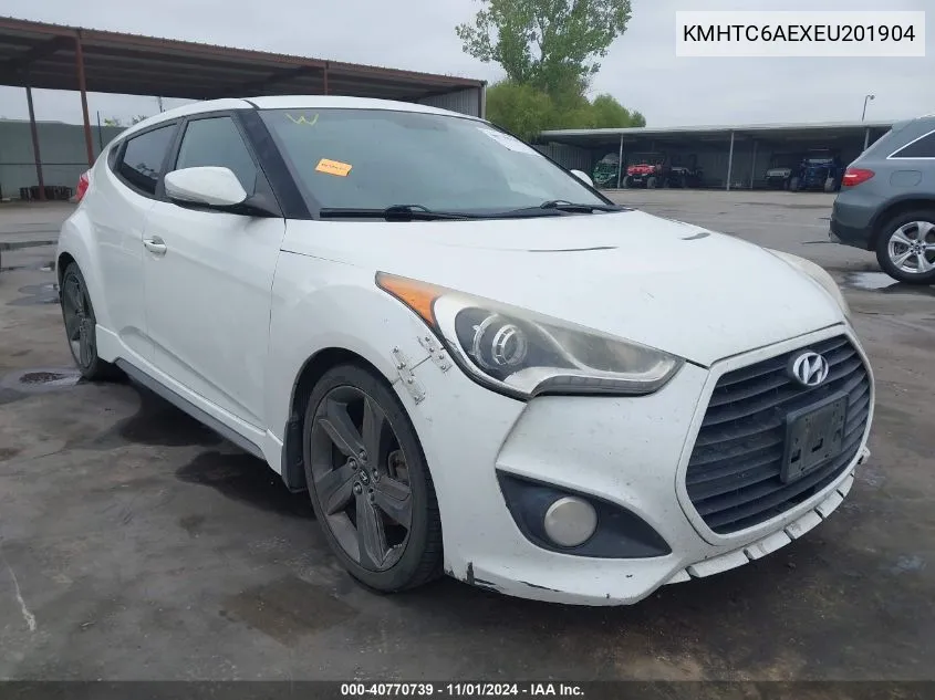 2014 Hyundai Veloster Turbo W/Black VIN: KMHTC6AEXEU201904 Lot: 40770739