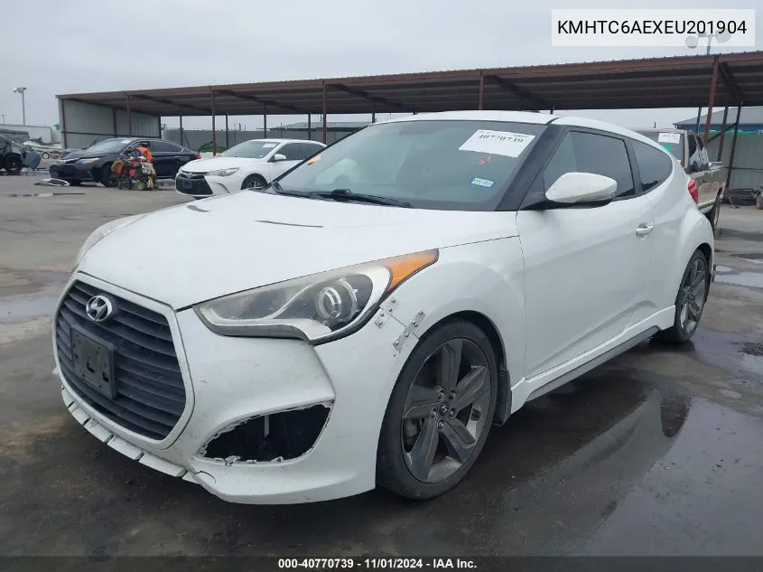 2014 Hyundai Veloster Turbo W/Black VIN: KMHTC6AEXEU201904 Lot: 40770739