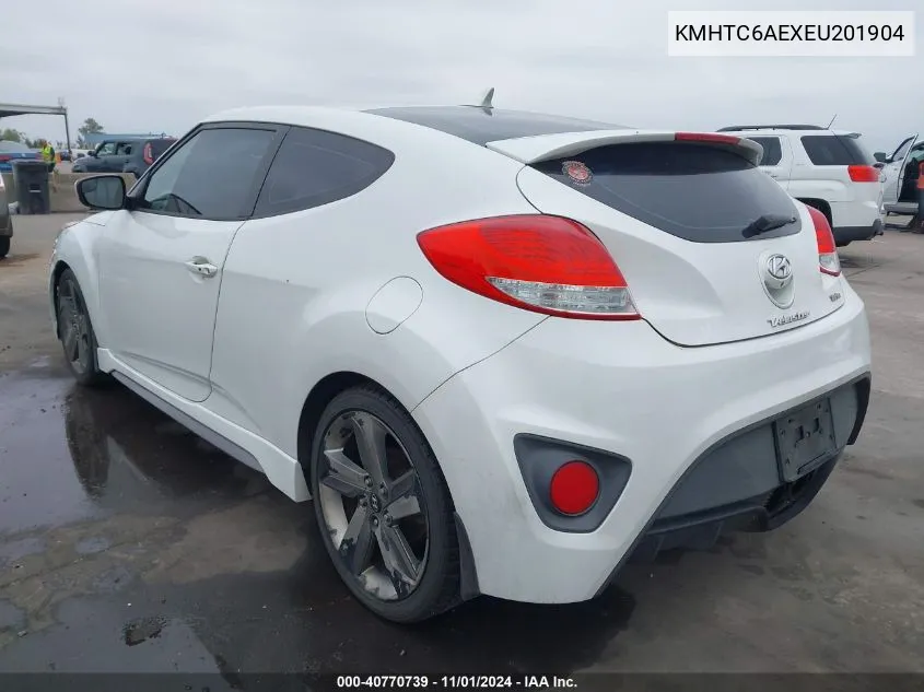 2014 Hyundai Veloster Turbo W/Black VIN: KMHTC6AEXEU201904 Lot: 40770739