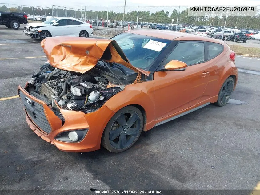 2014 Hyundai Veloster Turbo W/Black VIN: KMHTC6AE2EU206949 Lot: 40787570